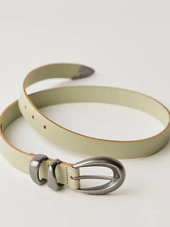 NWT Free People Siren Leather Belt in Dried Sage